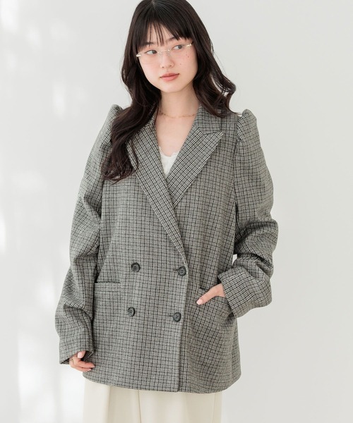 Heather(ヘザー)の「パワショルBIGジャケット 647624(テーラードジャケット・レディース・グレー/グレー系その他/ベージュ・FREE)」の5枚目の写真