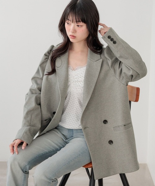 Heather(ヘザー)の「パワショルBIGジャケット 647624(テーラードジャケット・レディース・グレー/グレー系その他/ベージュ・FREE)」の16枚目の写真