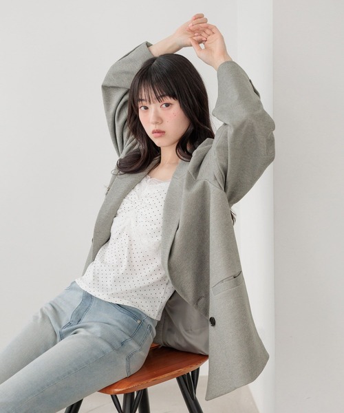 Heather(ヘザー)の「パワショルBIGジャケット 647624(テーラードジャケット・レディース・グレー/グレー系その他/ベージュ・FREE)」の17枚目の写真
