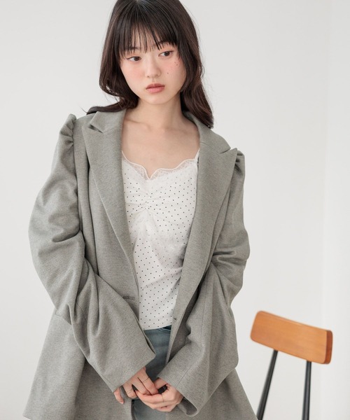 Heather(ヘザー)の「パワショルBIGジャケット 647624(テーラードジャケット・レディース・グレー/グレー系その他/ベージュ・FREE)」の18枚目の写真