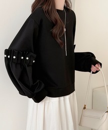 emi+（エミプラス）の「袖タックパール付きスウェットプルオーバー（Tシャツ/カットソー）」