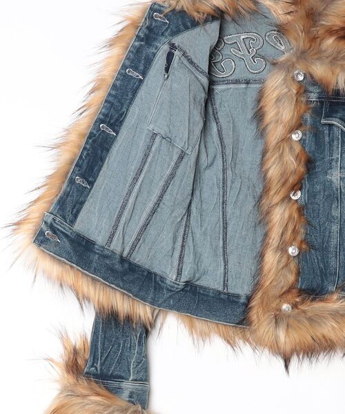 GALFY(ガルフィー)の「『GALFY/ガルフィー』ぎゃるちゃんファーデニムJKT【Z】(デニムジャケット・レディース・ブルー/インディゴブルー・FREE)」の8枚目の写真