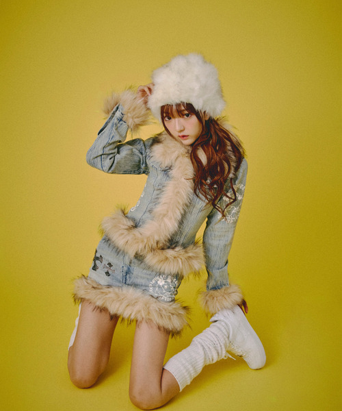 GALFY(ガルフィー)の「『GALFY/ガルフィー』ぎゃるちゃんファーデニムJKT【Z】(デニムジャケット・レディース・ブルー/インディゴブルー・FREE)」の6枚目の写真