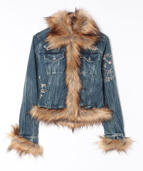 GALFY(ガルフィー)の「『GALFY/ガルフィー』ぎゃるちゃんファーデニムJKT【Z】(デニムジャケット・レディース・ブルー/インディゴブルー・FREE)」の3枚目の写真