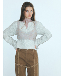 Boucle Tweed Bustier, Light Grey