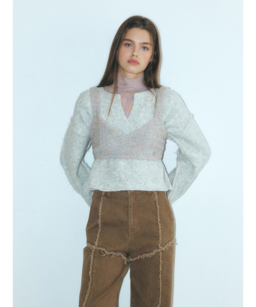ETMON(エトモン)の「Boucle Tweed Bustier, Light Grey(Tシャツ/カットソー・レディース・その他・FREE)」の2枚目の写真