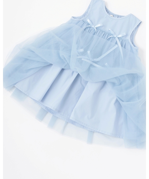 Lycee mine（リセマイン）の「ふんわりチュールティアードワンピース（ワンピース・キッズ・ブラック/ブルーグレー/グレイッシュベージュ/アイボリー・110cm/100cm/150cm/140cm/130cm/120cm）」の7枚目の写真