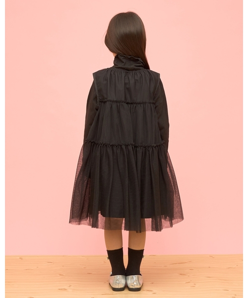 Lycee mine（リセマイン）の「ふんわりチュールティアードワンピース（ワンピース・キッズ・ブラック/ブルーグレー/グレイッシュベージュ/アイボリー・110cm/100cm/150cm/140cm/130cm/120cm）」の20枚目の写真