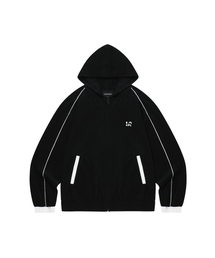 WOOALONG | Piping terry hood zip-up - BLACK(パーカー)