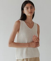 hanji blended knit vest-ivory