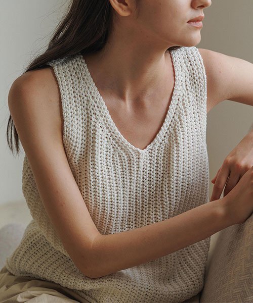 LINGSEOUL(リングソウル)の「hanji blended knit vest-ivory(Tシャツ/カットソー・レディース・その他・FREE)」の4枚目の写真