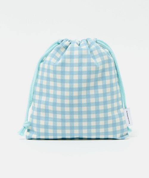 green label relaxing(グリーンレーベルリラクシング)の「巾着バッグ(小)(ギンガム) / キッズ(トートバッグ・キッズ・ライトブルー/ライラック・FREE)」の1枚目の写真
