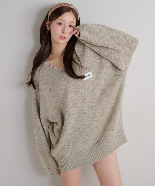 Seemi. byNICECLAUP（ シーミーバイナイスクラップ）の「【Seemi.】スラブニットチュニックワンピース（チュニック・レディース・アイボリー/グレイッシュベージュ/サックスブルー・FREE）」の3枚目の写真