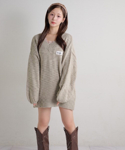 Seemi. byNICECLAUP（ シーミーバイナイスクラップ）の「【Seemi.】スラブニットチュニックワンピース（チュニック・レディース・アイボリー/グレイッシュベージュ/サックスブルー・FREE）」の18枚目の写真