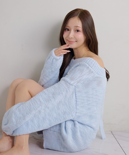 Seemi. byNICECLAUP（ シーミーバイナイスクラップ）の「【Seemi.】スラブニットチュニックワンピース（チュニック・レディース・アイボリー/グレイッシュベージュ/サックスブルー・FREE）」の16枚目の写真