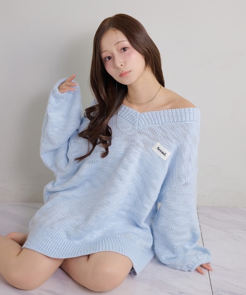 Seemi. byNICECLAUP（ シーミーバイナイスクラップ）の「【Seemi.】スラブニットチュニックワンピース（チュニック・レディース・アイボリー/グレイッシュベージュ/サックスブルー・FREE）」の15枚目の写真