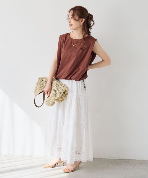 le.coeur blanc（ルクールブラン）の「バックル付き透かし編みペーパーバッグ（ショルダーバッグ・レディース・アイボリー/ベージュ・FREE）」の9枚目の写真