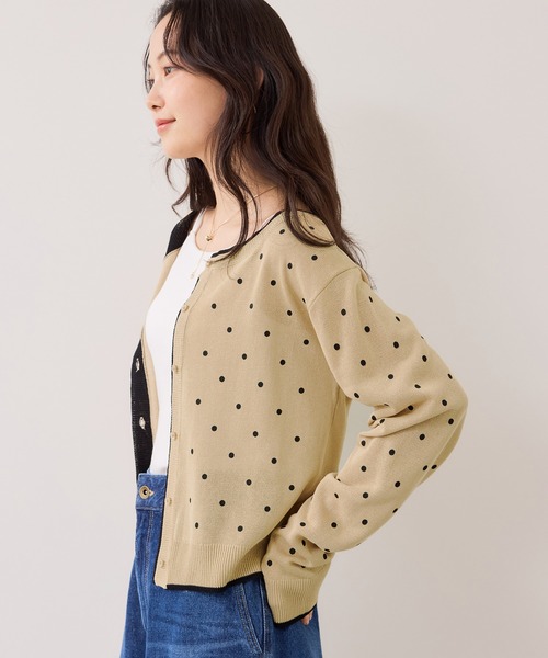 VIS（ビス）の「【WEB限定】麻ライクドット配色カーディガン（カーディガン/ボレロ・レディース・グレー/ベージュ系その他・FREE）」の12枚目の写真