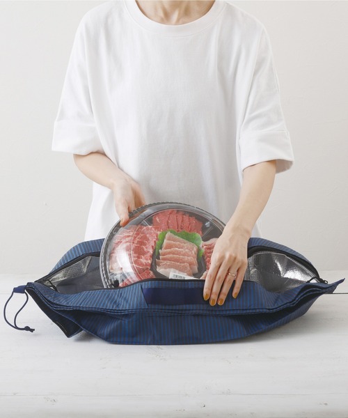 Shupatto(シュパット)の「マーナ(marna) Shupatto 保冷バッグ 20L 一気にたためる(エコバッグ/サブバッグ・レディース・ナチュラル/インディゴブルー・M)」の3枚目の写真