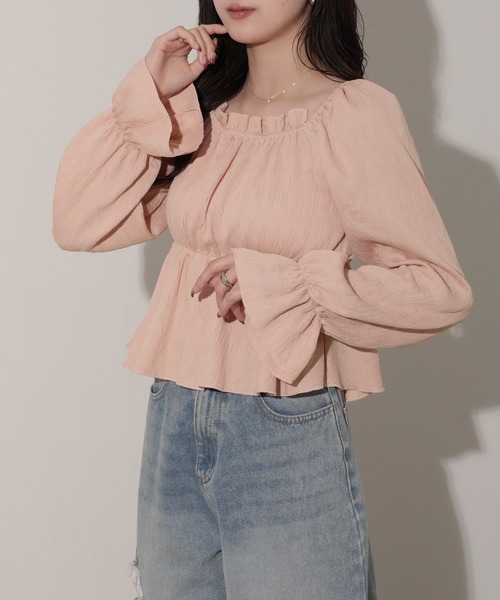 nouvellemoi(ヌーベルモイ)の「2WAYシボ加工ペプラムオフショルブラウス(その他トップス・レディース・ブラック/アイボリー/ピンク・FREE)」の3枚目の写真