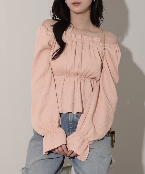 nouvellemoi(ヌーベルモイ)の「2WAYシボ加工ペプラムオフショルブラウス(その他トップス・レディース・ブラック/アイボリー/ピンク・FREE)」の14枚目の写真
