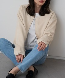 TRIANGLE PALETTE | スエードバルーンノーカラーブルゾン(ノーカラージャケット)