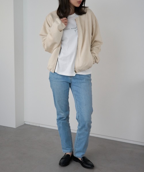 TRIANGLE PALETTE（トライアングルパレット）の「スエードバルーンノーカラーブルゾン（ノーカラージャケット・レディース・グレイッシュベージュ/アイボリー/グレー・FREE）」の16枚目の写真
