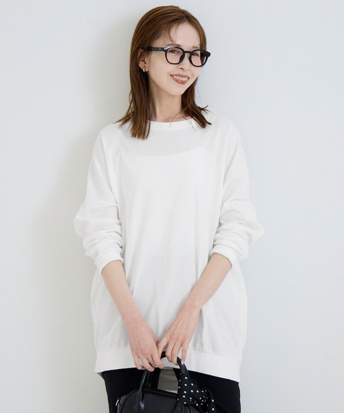 coca(coca)(コカ)の「ドルマンスリーブ長袖Tシャツ(Tシャツ/カットソー・レディース・ライトグレー/ホワイト・L/M/S)」の2枚目の写真