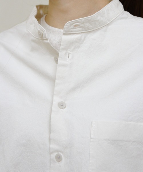 ORCIVAL(オーシバル)の「ORCIVAL/オーシバル ガーメントダイポプリン バンドカラー ロングスリーブシャツ BAND COLLAR POPLIN LONG SLEEVE SHIRT OR-B0444 GDP(シャツ/ブラウス・メンズ・ダークベージュ/チャコールグレー/クリーム/イエロー・1/5/4)」の5枚目の写真
