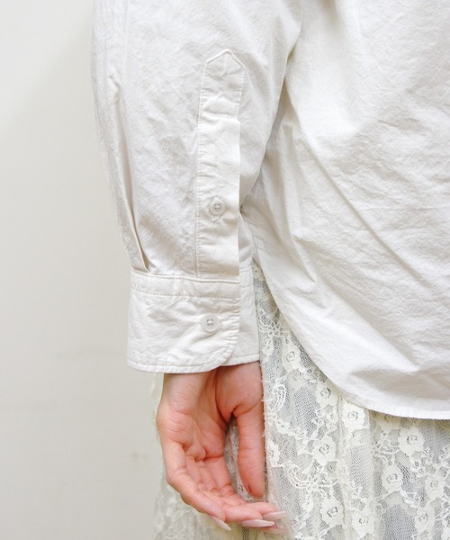 ORCIVAL(オーシバル)の「ORCIVAL/オーシバル ガーメントダイポプリン バンドカラー ロングスリーブシャツ BAND COLLAR POPLIN LONG SLEEVE SHIRT OR-B0444 GDP(シャツ/ブラウス・メンズ・ダークベージュ/チャコールグレー/クリーム/イエロー・1/5/4)」の7枚目の写真