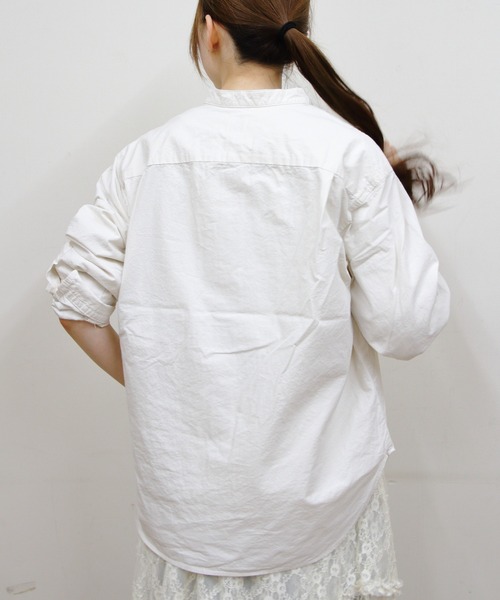 ORCIVAL(オーシバル)の「ORCIVAL/オーシバル ガーメントダイポプリン バンドカラー ロングスリーブシャツ BAND COLLAR POPLIN LONG SLEEVE SHIRT OR-B0444 GDP(シャツ/ブラウス・メンズ・ダークベージュ/チャコールグレー/クリーム/イエロー・1/5/4)」の9枚目の写真