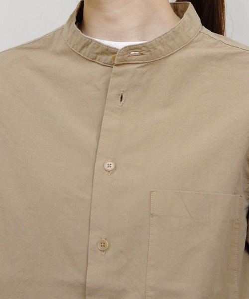 ORCIVAL(オーシバル)の「ORCIVAL/オーシバル ガーメントダイポプリン バンドカラー ロングスリーブシャツ BAND COLLAR POPLIN LONG SLEEVE SHIRT OR-B0444 GDP(シャツ/ブラウス・メンズ・ダークベージュ/チャコールグレー/クリーム/イエロー・1/5/4)」の11枚目の写真