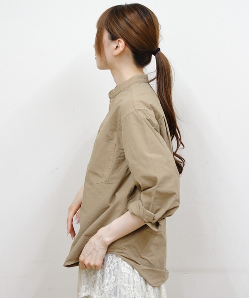 ORCIVAL(オーシバル)の「ORCIVAL/オーシバル ガーメントダイポプリン バンドカラー ロングスリーブシャツ BAND COLLAR POPLIN LONG SLEEVE SHIRT OR-B0444 GDP(シャツ/ブラウス・メンズ・ダークベージュ/チャコールグレー/クリーム/イエロー・1/5/4)」の14枚目の写真