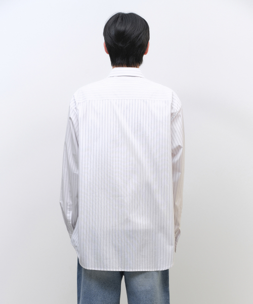 MUSINSA STANDARD（ムシンサスタンダード）の「リラックスドダブルピンストライプポプリンシャツ [ホワイト/ライトグレー]（シャツ/ブラウス・メンズ・その他・SMALL/MEDIUM/LARGE/X-LARGE/2XL）」の3枚目の写真