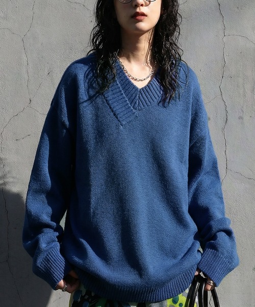 セール】綿100 Vネック ニット（ニット/セーター）｜antiqua
