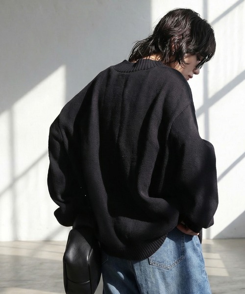 antiqua(アンティカ)の「綿100 Vネック ニット(ニット/セーター・レディース・ベージュ/ブルー/ブラック・ONESIZE)」の5枚目の写真