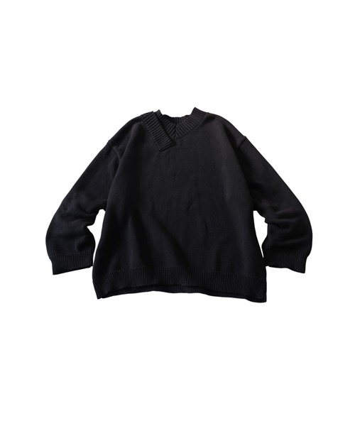 antiqua(アンティカ)の「綿100 Vネック ニット(ニット/セーター・レディース・ベージュ/ブルー/ブラック・ONESIZE)」の16枚目の写真