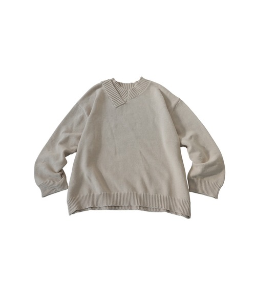 antiqua(アンティカ)の「綿100 Vネック ニット(ニット/セーター・レディース・ベージュ/ブルー/ブラック・ONESIZE)」の17枚目の写真