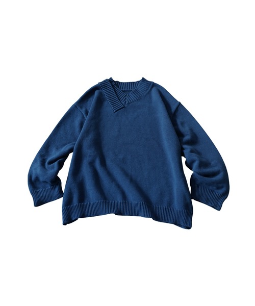 antiqua(アンティカ)の「綿100 Vネック ニット(ニット/セーター・レディース・ベージュ/ブルー/ブラック・ONESIZE)」の18枚目の写真