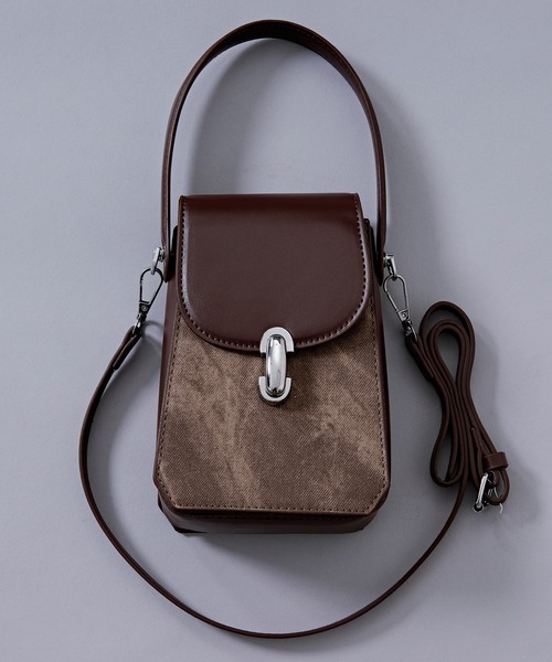 Ellno Loset(エルノロゼット)の「2way bi-color mini shoulder bag/2way バイカラーミニショルダーバッグ(ショルダーバッグ・メンズ・ブラウン/ブラック・FREE)」の14枚目の写真