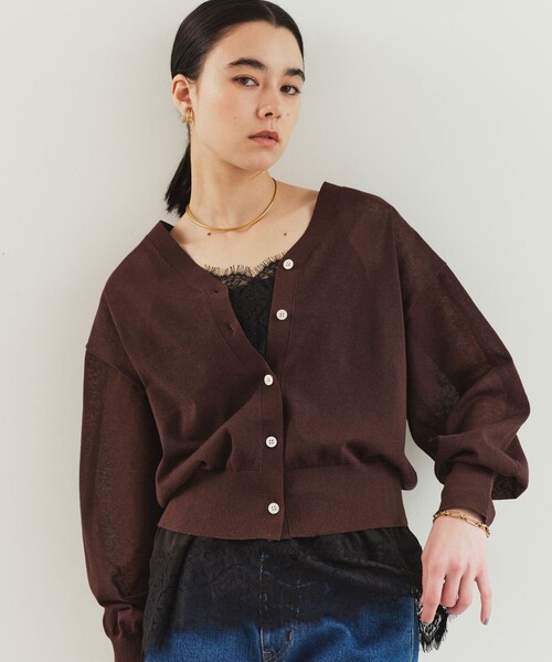 green label relaxing（グリーンレーベルリラクシング）の「【結論シリーズ】ビューティーネック2WAYカーデ ウォッシャブル（カーディガン/ボレロ・レディース・ナチュラル/ブラック/ダークブラウン/ピンク/ケリーグリーン・FREE）」の3枚目の写真