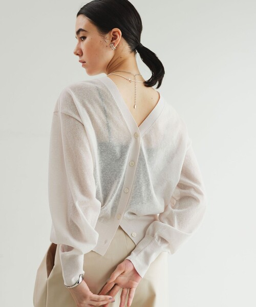 green label relaxing（グリーンレーベルリラクシング）の「【結論シリーズ】ビューティーネック2WAYカーデ ウォッシャブル（カーディガン/ボレロ・レディース・ナチュラル/ブラック/ダークブラウン/ピンク/ケリーグリーン・FREE）」の4枚目の写真