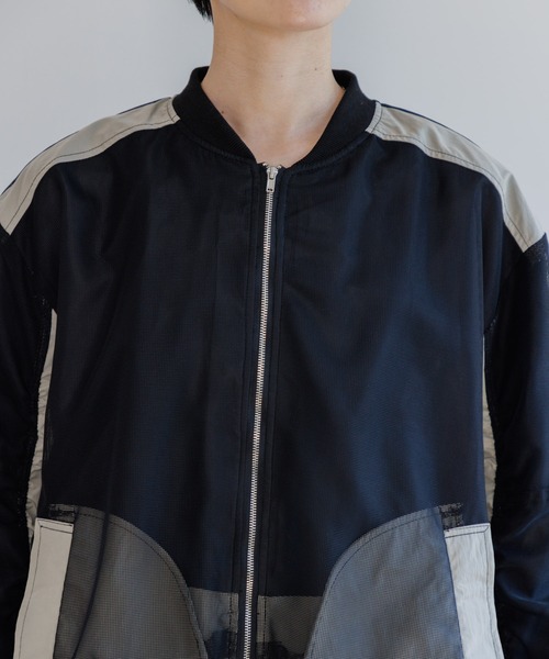 Paradise Picnic(パラダイスピクニック)の「メッシュ切替配色ブルゾン(ブルゾン・レディース・グレイッシュベージュ/チャコールグレー・FREE)」の16枚目の写真