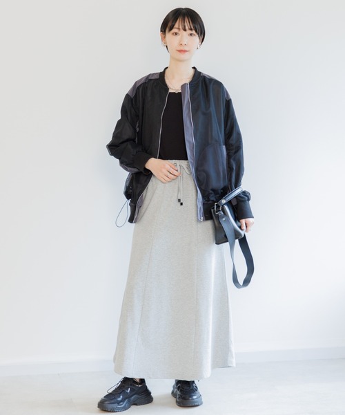 Paradise Picnic(パラダイスピクニック)の「メッシュ切替配色ブルゾン(ブルゾン・レディース・グレイッシュベージュ/チャコールグレー・FREE)」の5枚目の写真