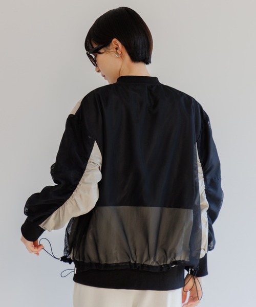 Paradise Picnic(パラダイスピクニック)の「メッシュ切替配色ブルゾン(ブルゾン・レディース・グレイッシュベージュ/チャコールグレー・FREE)」の15枚目の写真