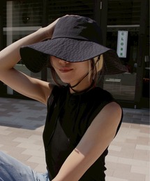 Little＆More（リトルアンドモア）の「mikuさんerikaさんコラボ UVカット99% 帽子 レディース【接触冷感UPF50＋つば広x完全遮光】2タイプ顎紐 ブラック（ハット）」