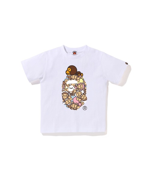 A BATHING APE（アベイシングエイプ）の「ALL BABY MILO MULTI MILO ON BIG APE TEE（Tシャツ/カットソー・キッズ・ピンク/ホワイト/ブラック/オレンジ・100/120/140/130/110/90）」の2枚目の写真