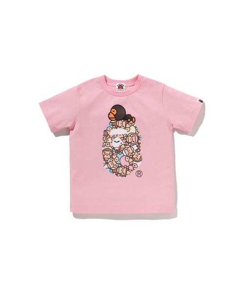 A BATHING APE（アベイシングエイプ）の「ALL BABY MILO MULTI MILO ON BIG APE TEE（Tシャツ/カットソー・キッズ・ピンク/ホワイト/ブラック/オレンジ・100/120/140/130/110/90）」の3枚目の写真