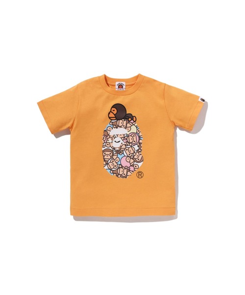 A BATHING APE（アベイシングエイプ）の「ALL BABY MILO MULTI MILO ON BIG APE TEE（Tシャツ/カットソー・キッズ・ピンク/ホワイト/ブラック/オレンジ・100/120/140/130/110/90）」の4枚目の写真