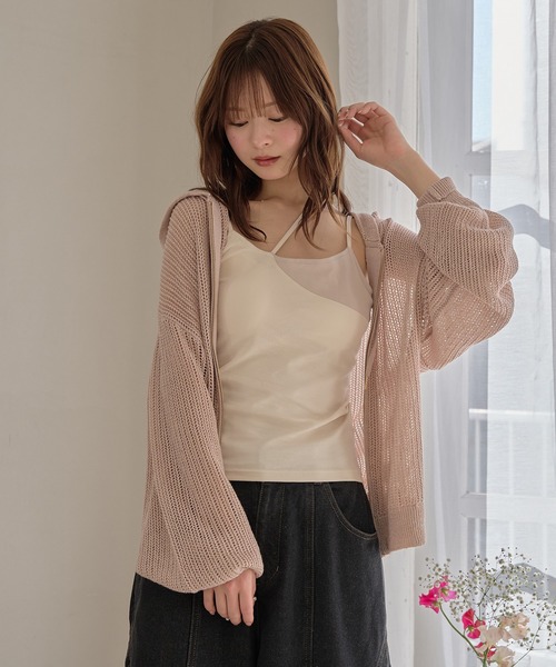 mideal(マイディール)の「glitter sheer hoodie / ラメシアーパーカー(パーカー・レディース・チャコールグレー/アイボリー/ピンク・FREE)」の3枚目の写真